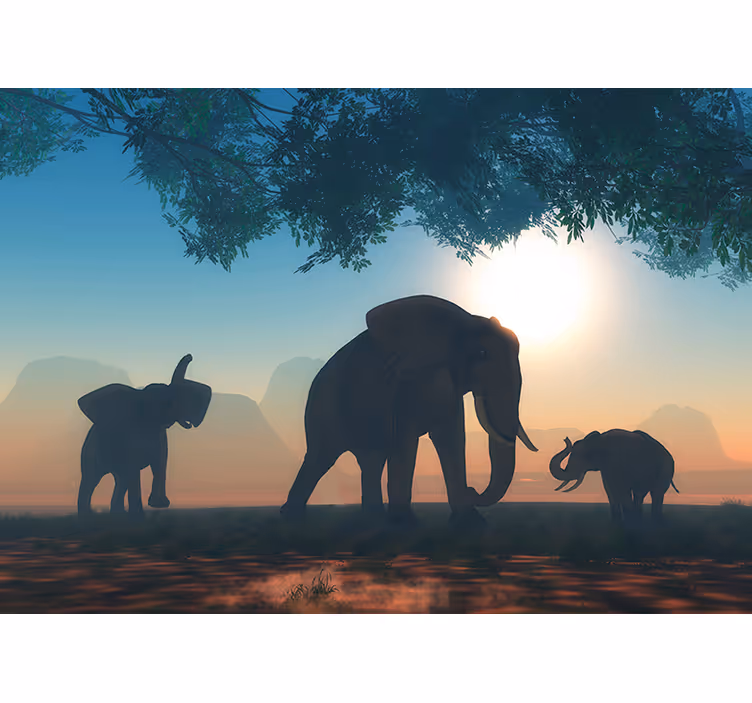 Rulou geam salon elefant sălbatic - TenStickers