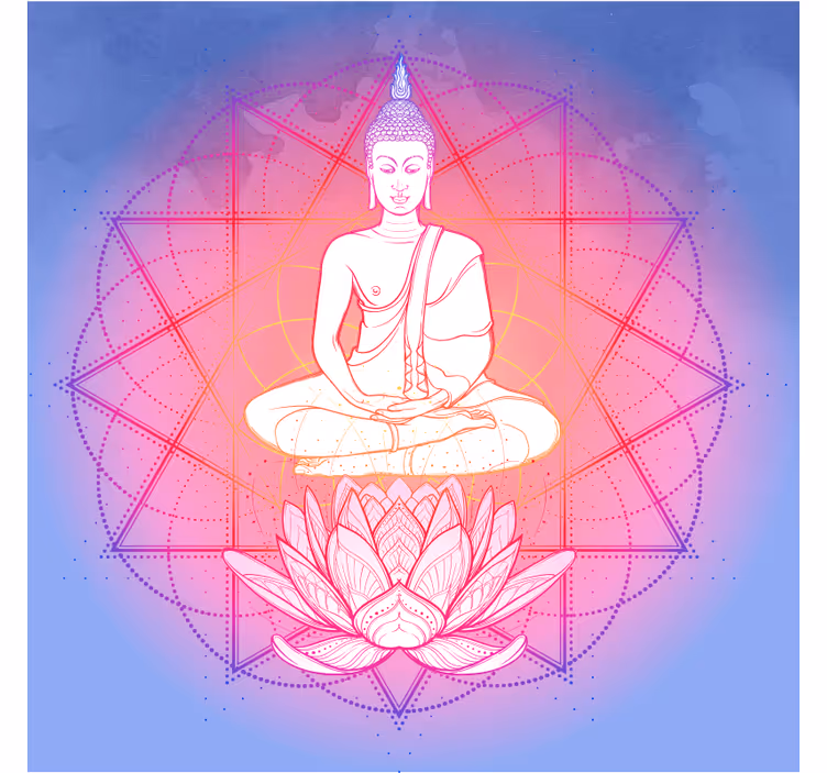 Rulou geam salon mandala buddha meditând - TenStickers