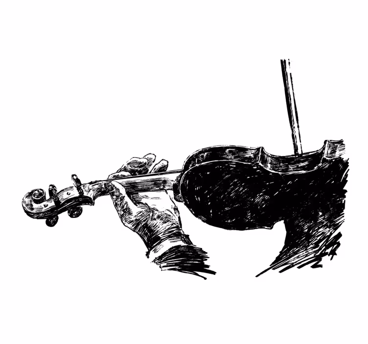 Rulou geam salon muzician la vioară desenat manual - TenStickers