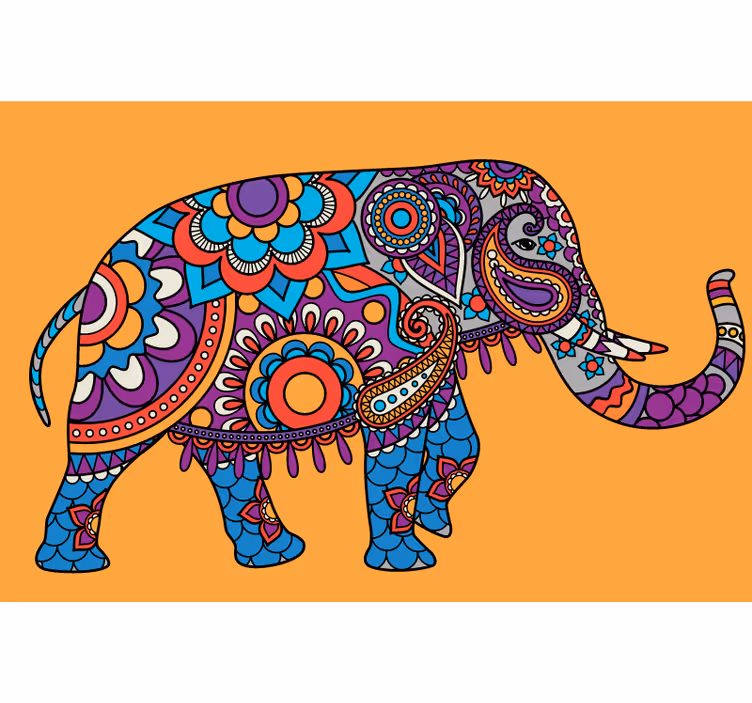 Rulou geam salon elefanți mandala multicolor - TenStickers