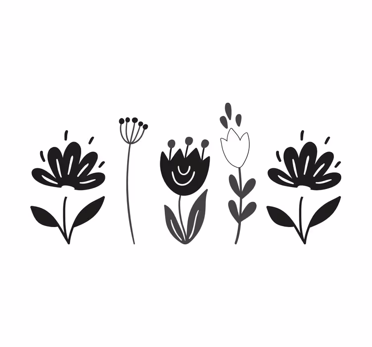 Rulou geam salon flori alb-negru - TenStickers