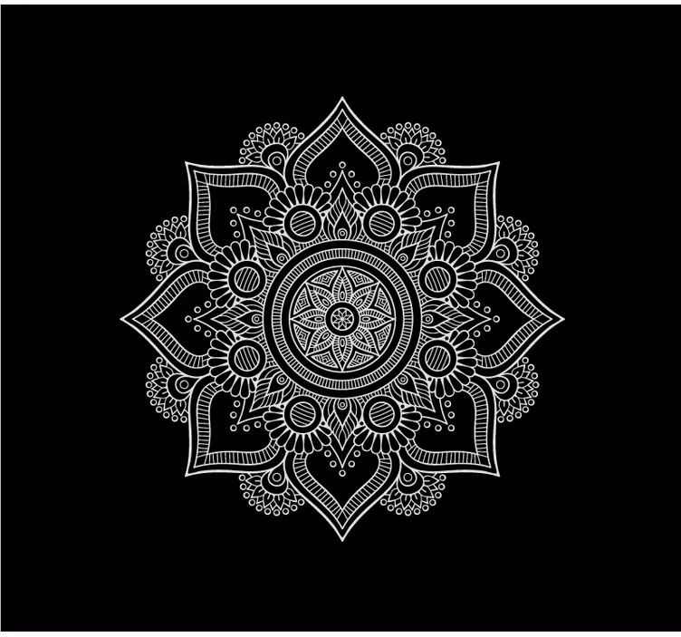 Rulou geam salon mandala alb și negru - TenStickers