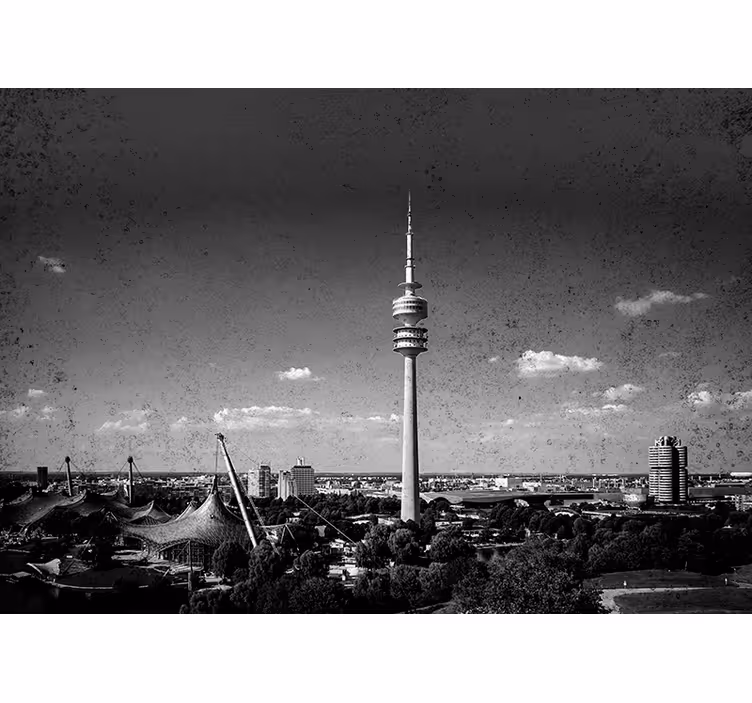 Rulou geam salon pe fundalul skyline-ului din münchen - TenStickers