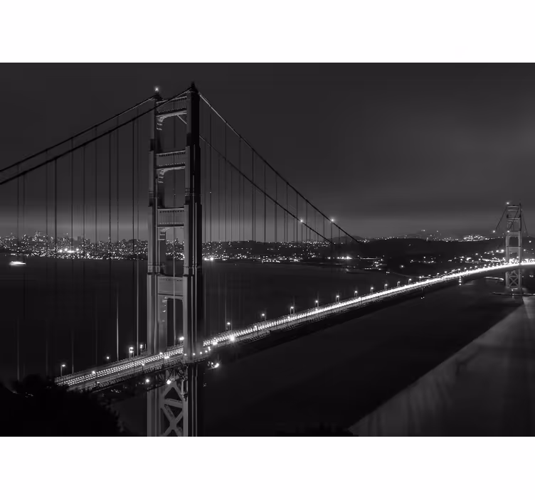 Rulou geam salon golden gate noaptea alb negru - TenStickers