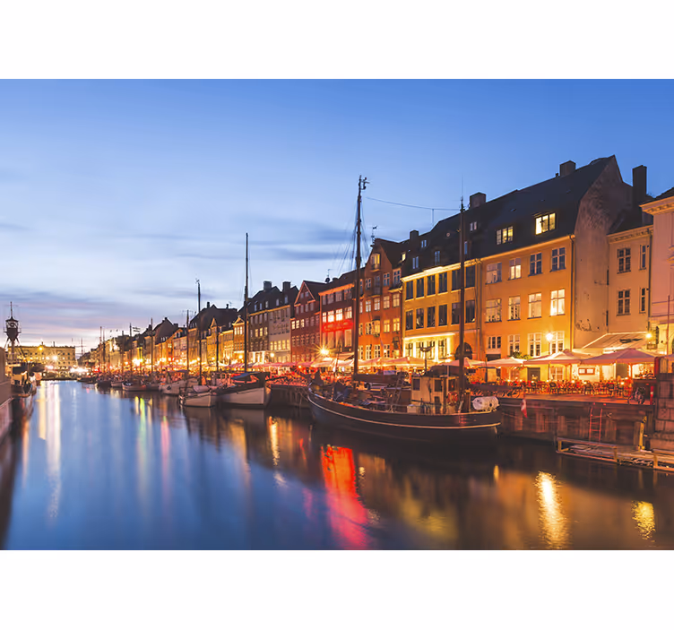 Rulou geam salon case colorate din copenhaga seara - TenStickers
