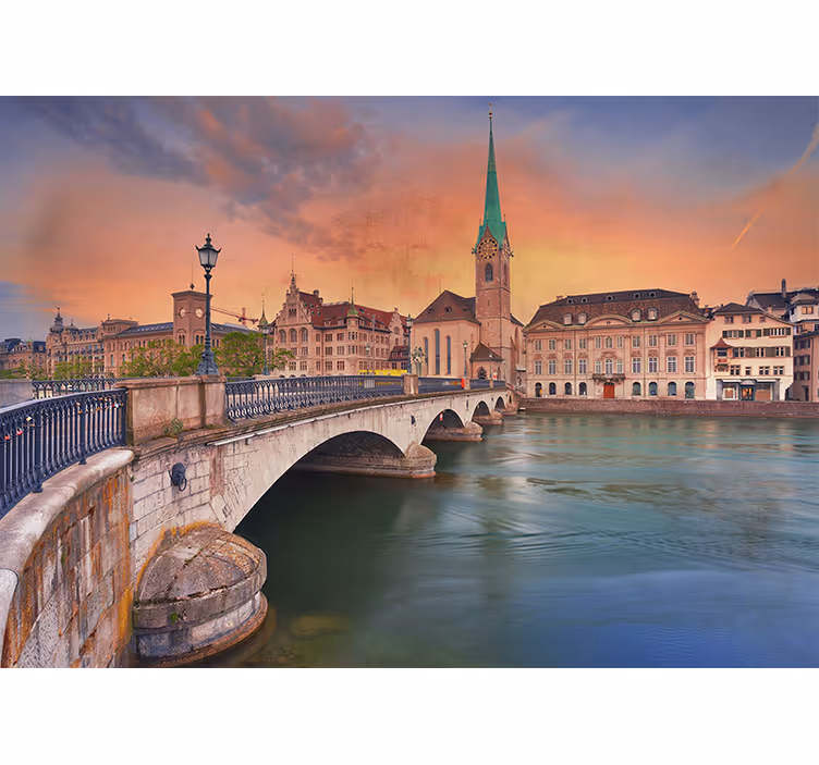 Rulou geam salon podul de lângă lacul din zürich - TenStickers