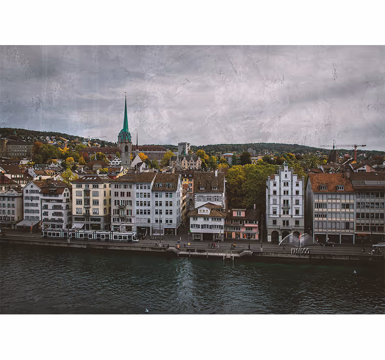 Rulou geam salon case zürich lângă lac - TenStickers