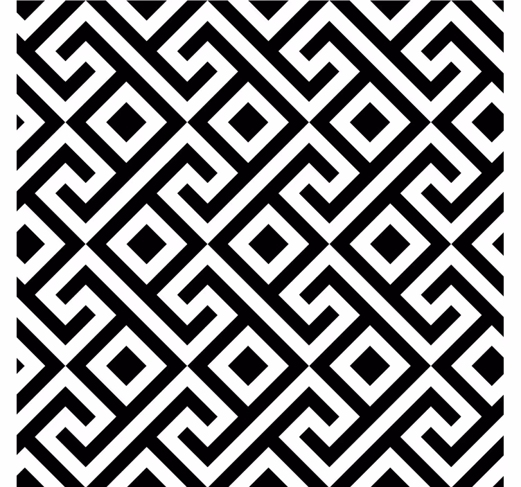 Rulou geam salon model geometric alb-negru complex - TenStickers