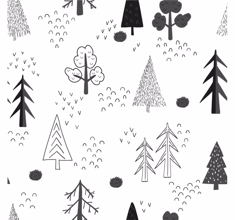 Rulou geam salon copaci albi stil nordic minimalist - TenStickers