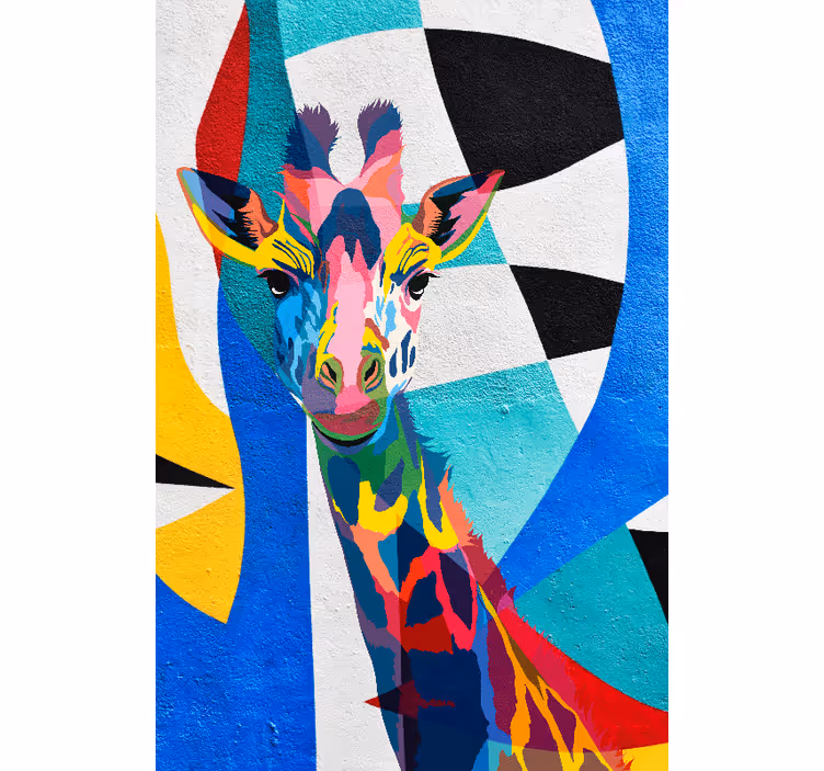 Rulou geam salon girafă colorată abstractă - TenStickers