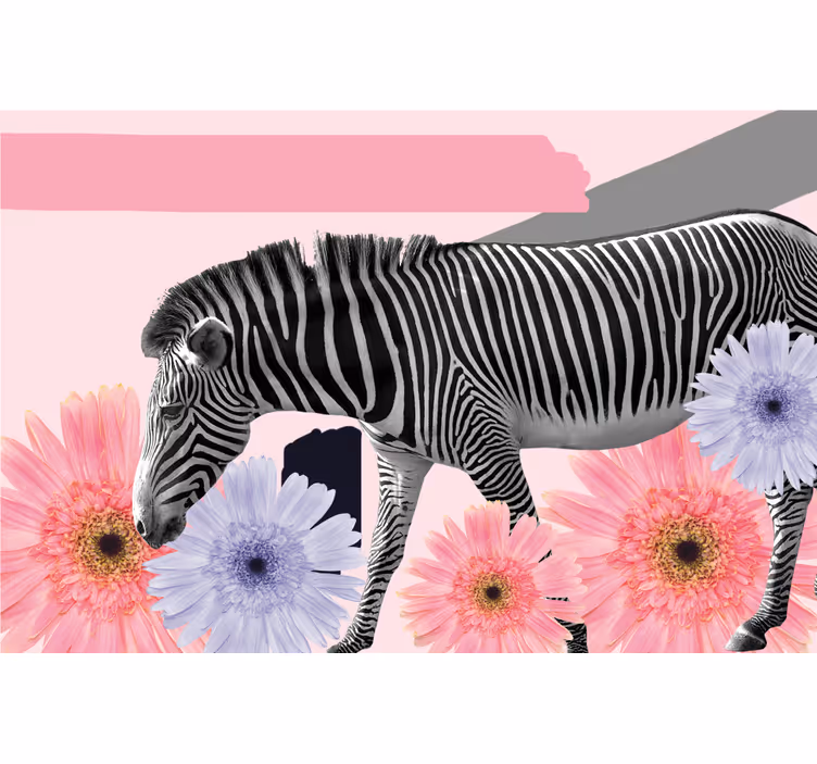 Rulou geam salon pictură cu zebre în stil colaj - TenStickers