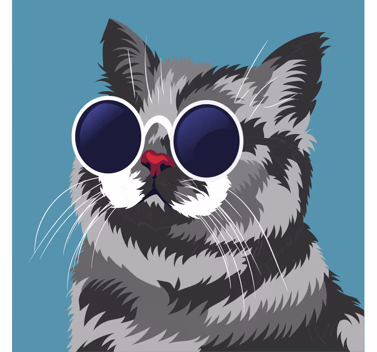 Rulou geam salon pictură amuzantă cu pisică gri - TenStickers