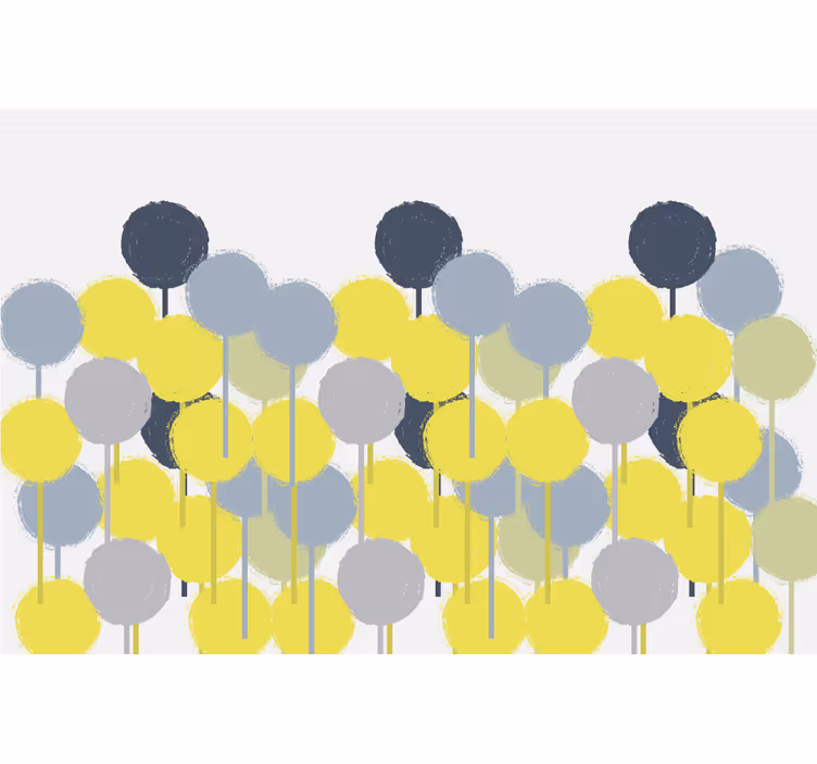 Rulou geam salon art cu cercuri galbene și gri minimaliste - TenStickers
