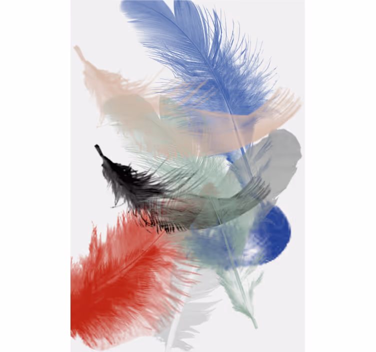 Rulou geam salon design cu pene abstracte colorate - TenStickers