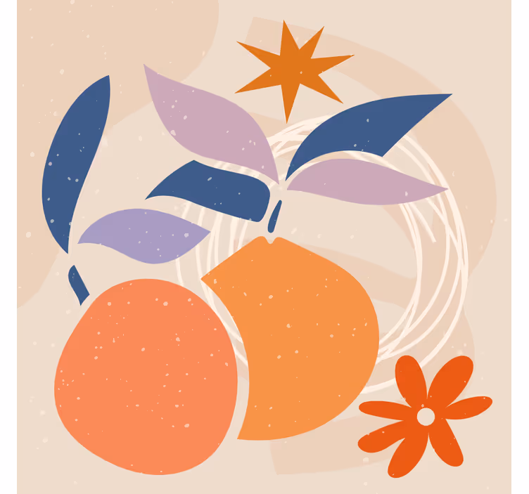 Rulou geam salon design abstract minimalist cu fructe - TenStickers