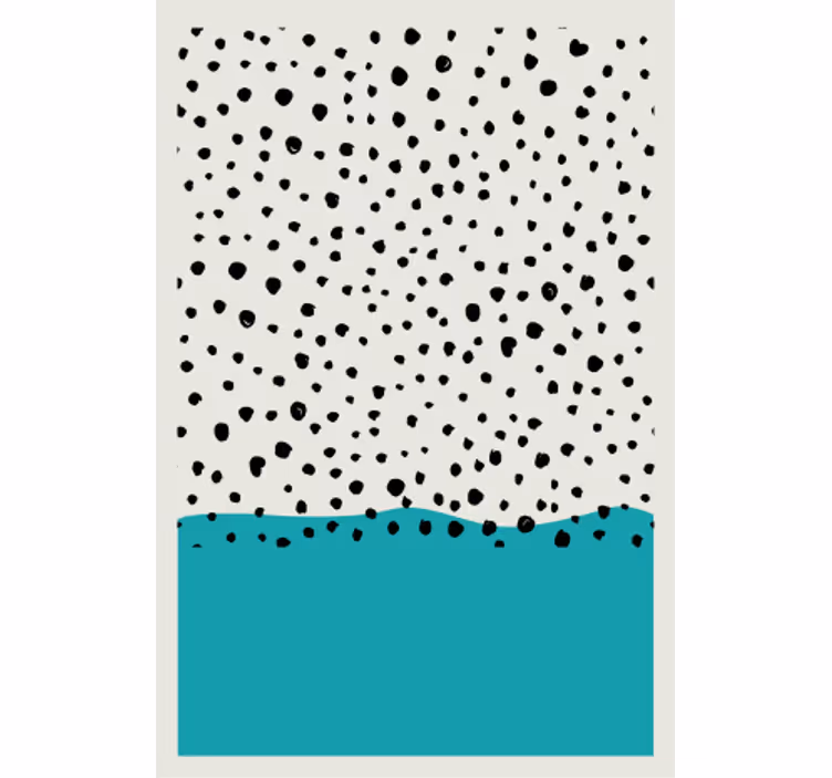 Rulou geam salon pictură abstractă albastră cu puncte negre - TenStickers