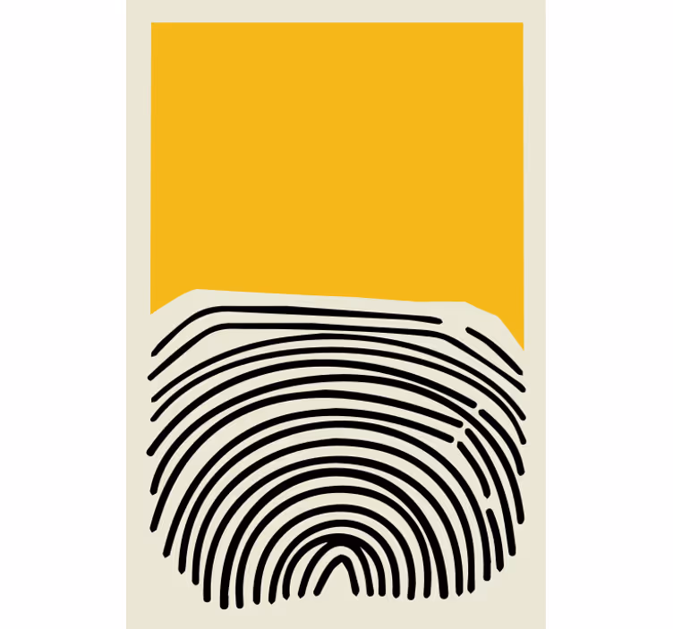 Rulou geam salon pictură abstractă galbenă cu linii negre - TenStickers