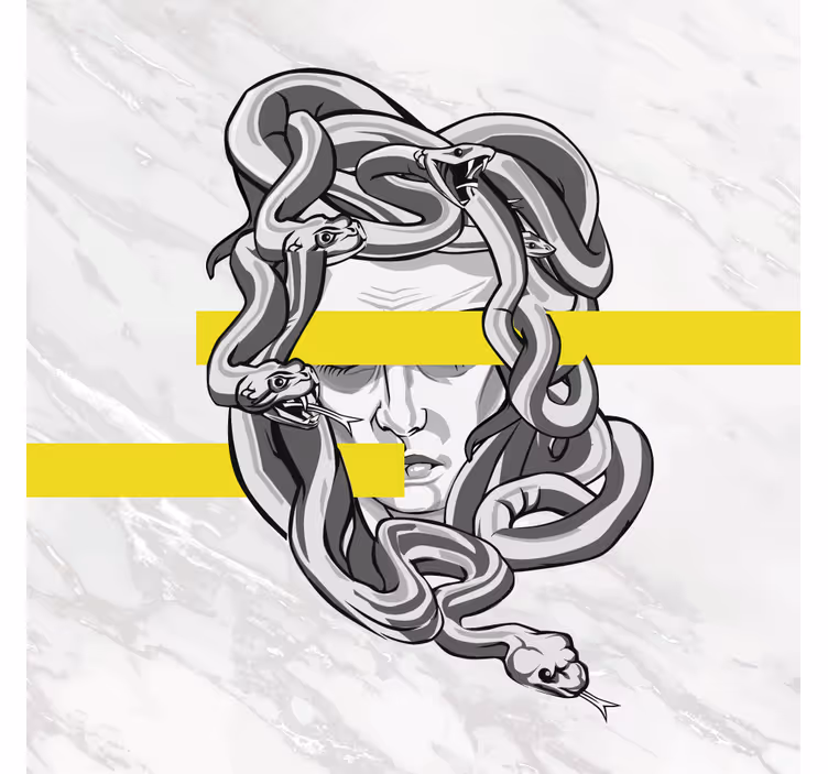 Rulou geam salon meduză albă cu dungi galbene - TenStickers
