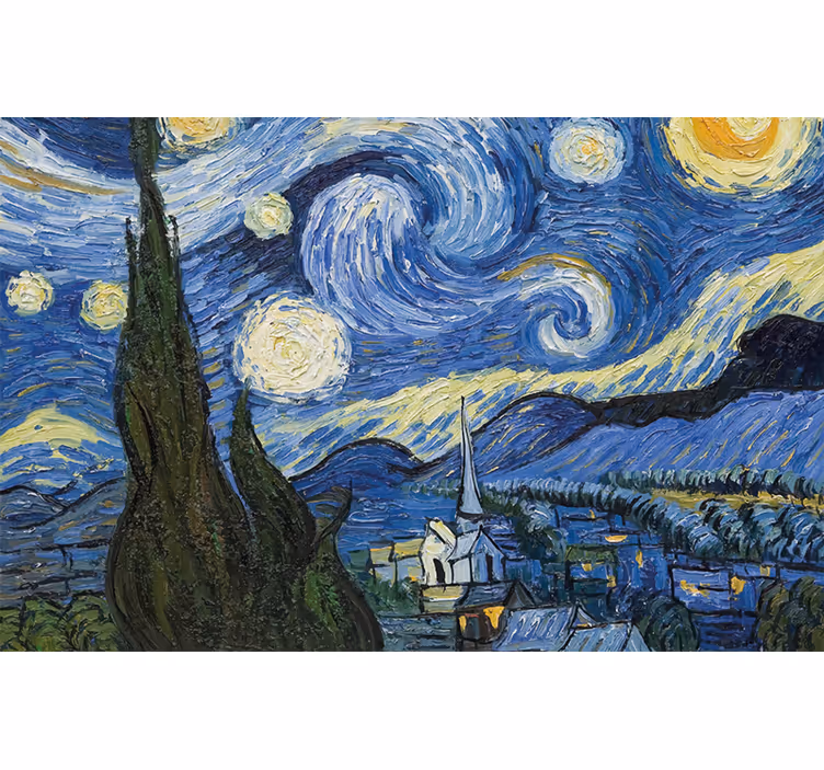 Rulou geam cameră noaptea înstelată de van gogh - TenStickers