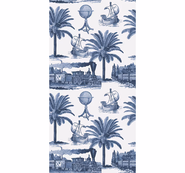 Rulou geam vintage model vintage franțuzesc albastru - TenStickers