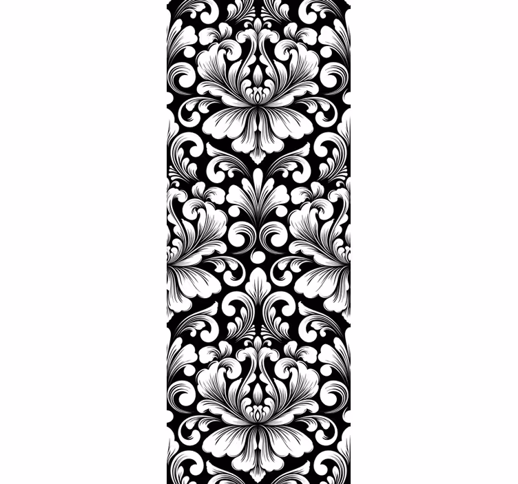 Rulou geam vintage design damasc alb și negru - TenStickers