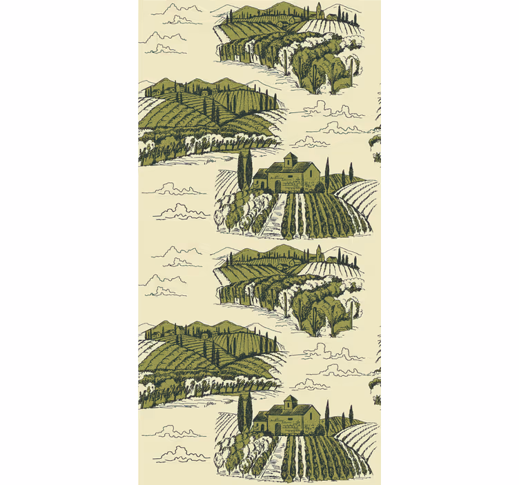 Rulou geam vintage peisaj rural - TenStickers