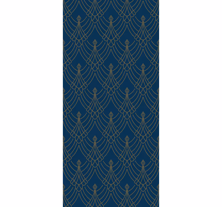 Rulou geam vintage stil decor artistic albastru și aur - TenStickers