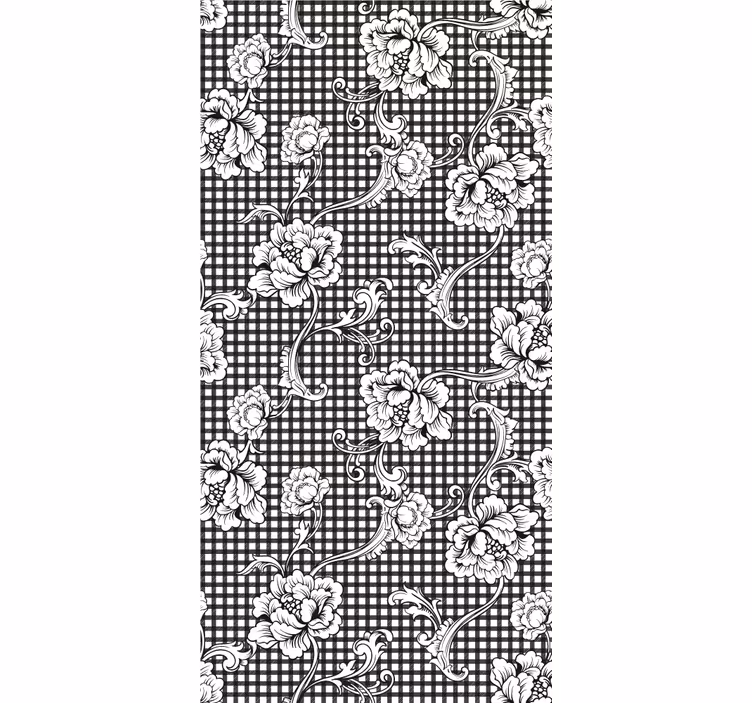 Rulou geam vintage cu model gingham alb-negru - TenStickers