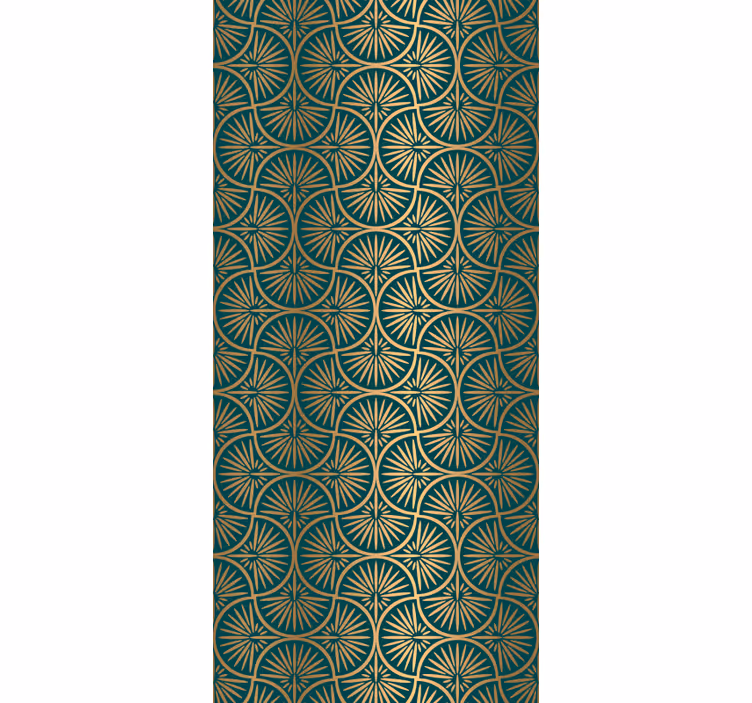 Rulou geam vintage stil decor artistic turcoaz și aur - TenStickers
