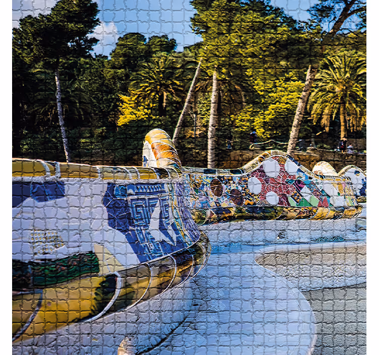 Rulou geam salon cu vedere la park güell - TenStickers