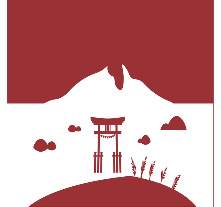Rulou geam salon structură japoneză cu lac și munți - TenStickers