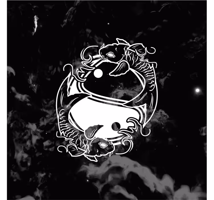 Rulou geam salon pești echilibru yin yang - TenStickers