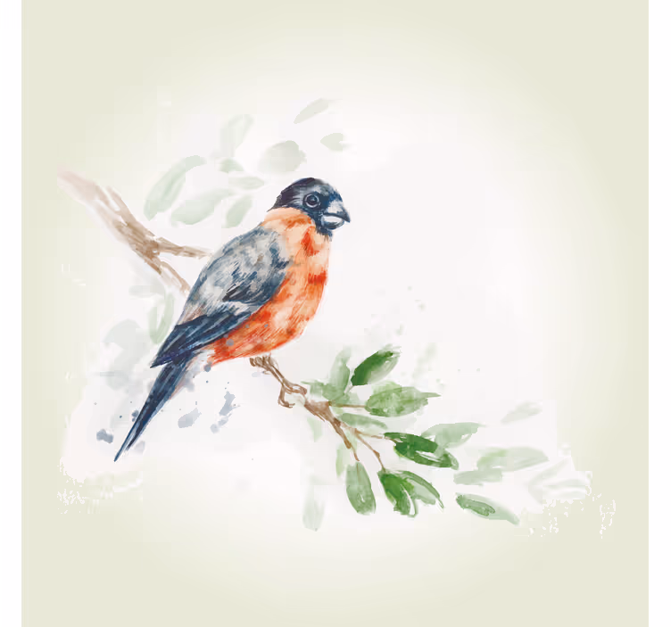 Rulou geam salon pictură pastel cu pasăre pe crenguță - TenStickers