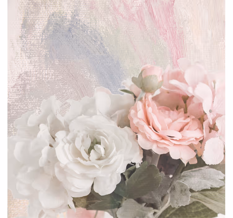 Rulou geam salon flori albe și roz stil shabby chic - TenStickers