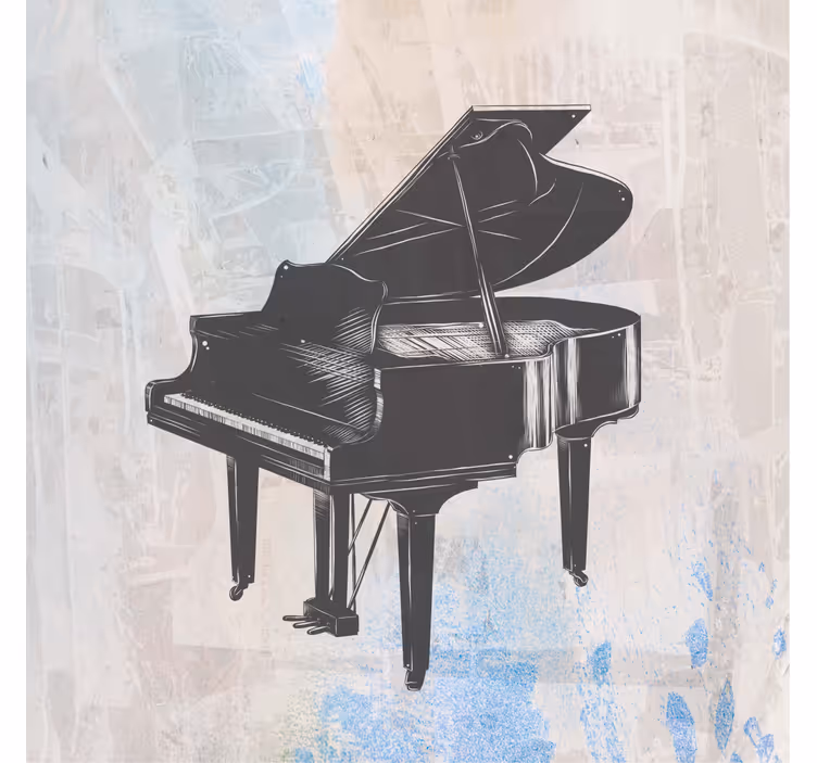 Rulou geam salon pictură shabby chic cu pian - TenStickers