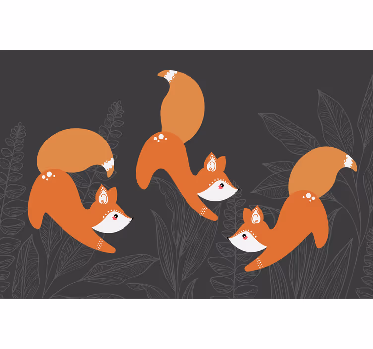 Rulou geam salon vulpi scandinave în pădure - TenStickers