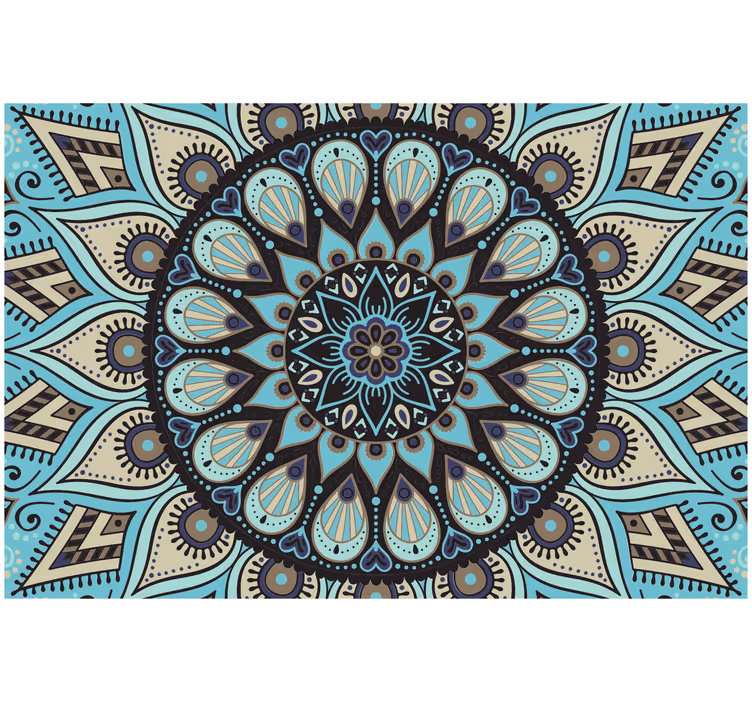 Rulou geam cameră mandala etnică neagră și albastră - TenStickers
