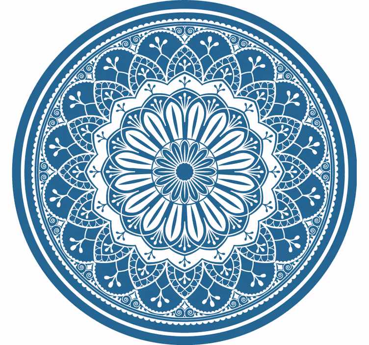 Rulou geam cameră imprimeu mandala mare pe cerc albastru - TenStickers