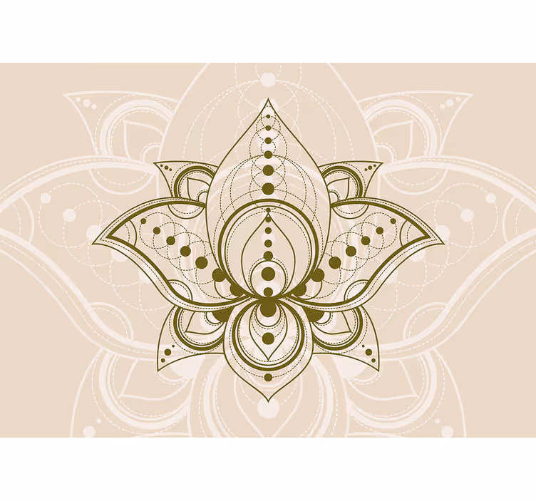 Rulou geam bej cu model de floare de lotus aurie - TenStickers