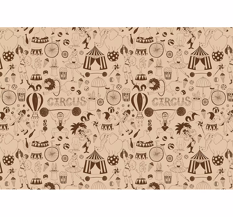 Rulou geam bej cu model retro circular maro - TenStickers