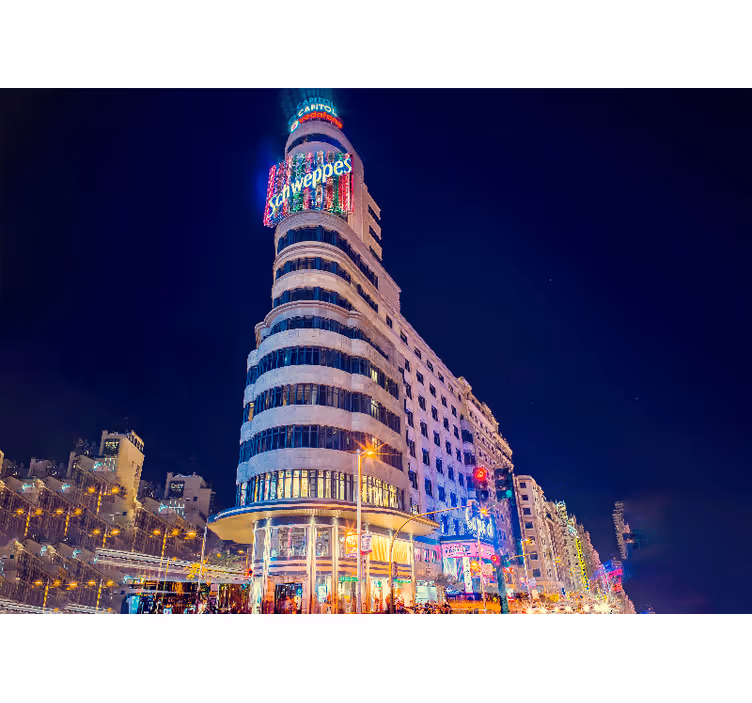 Rulou geam cameră gran vía de pe pământ seara - TenStickers