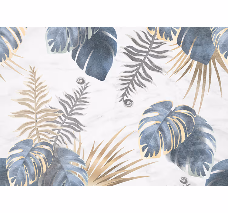 Rulou geam cameră plante tropicale albastre pe fundal alb - TenStickers