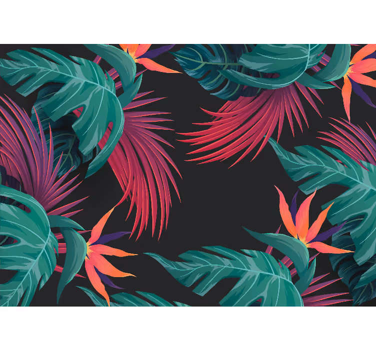 Rulou geam cameră frunze tropicale turcoaz - TenStickers