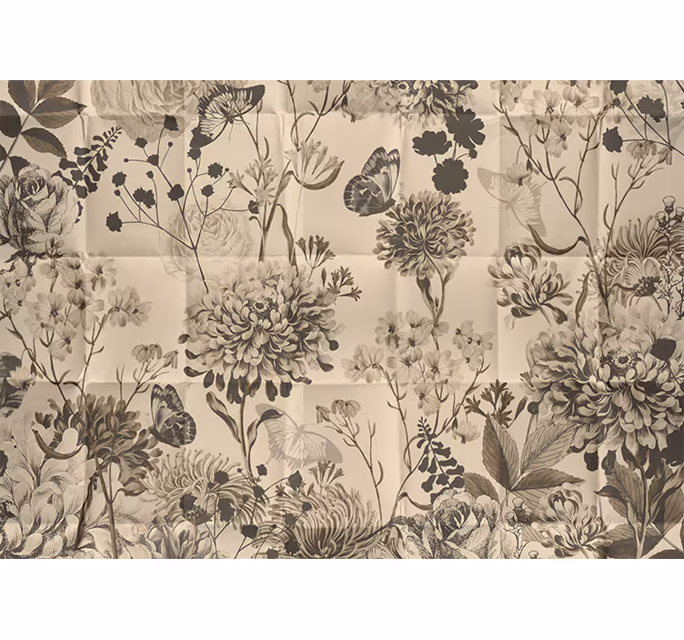 Rulou geam cameră design floral bej - TenStickers