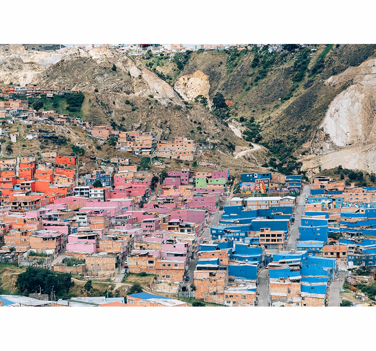 Rulou geam cameră case colorate din bogota - TenStickers