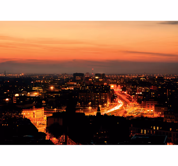 Rulou geam cameră panoramă noaptea wrocław - TenStickers