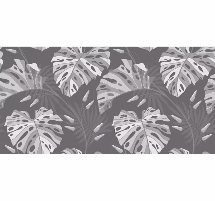 Rulou geam gri cu frunze tropicale gri - TenStickers