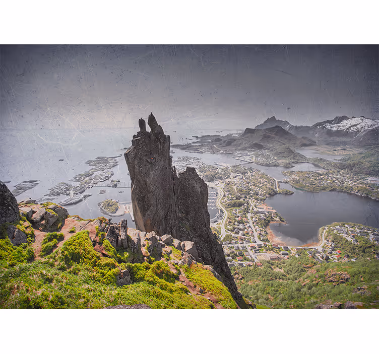 Rulou geam cameră munții scandinaviei lângă ocean - TenStickers