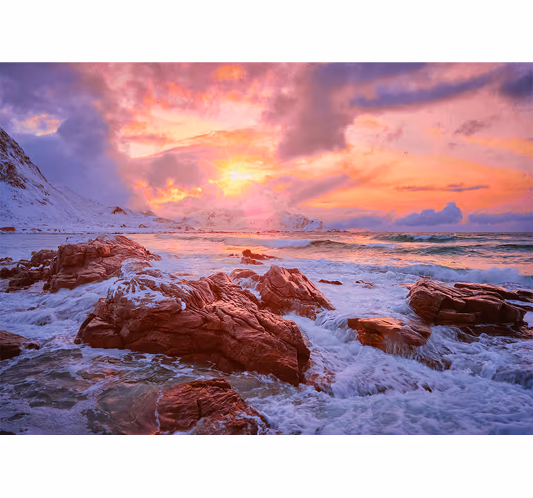 Rulou geam cameră apus pe coasta norvegiană - TenStickers