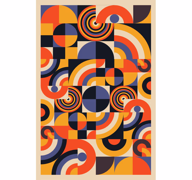 Rulou geam salon cercuri bauhaus colorate - TenStickers